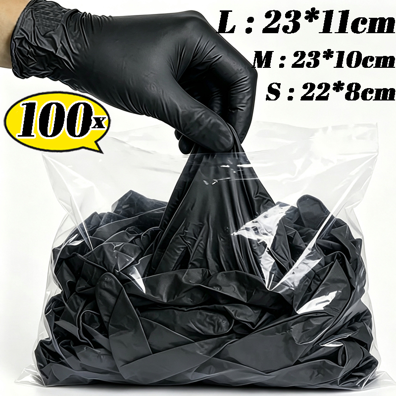 Disposable Gloves Nitrile - 2/100PCS Disposable Black Gloves High Elasticity