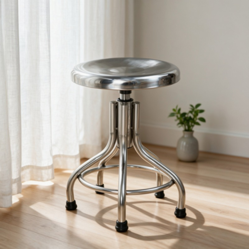 Medical Lab Chair - 304 Stainless Steel Rotating Round Stool