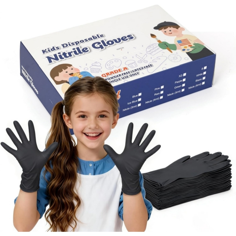 Disposable Gloves Nitrile - Kids Black Nitrile Disposable Gloves for
