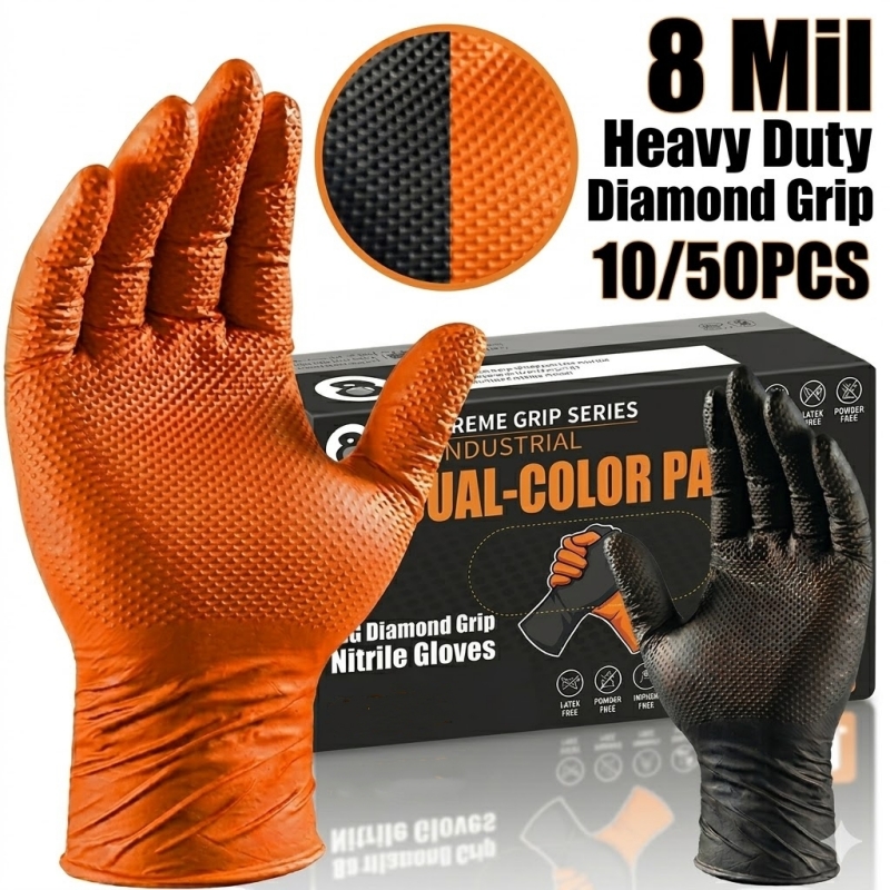 Heavy Duty Orange Nitrile Glov - Disposable Gloves Nitrile ulasan dan harga