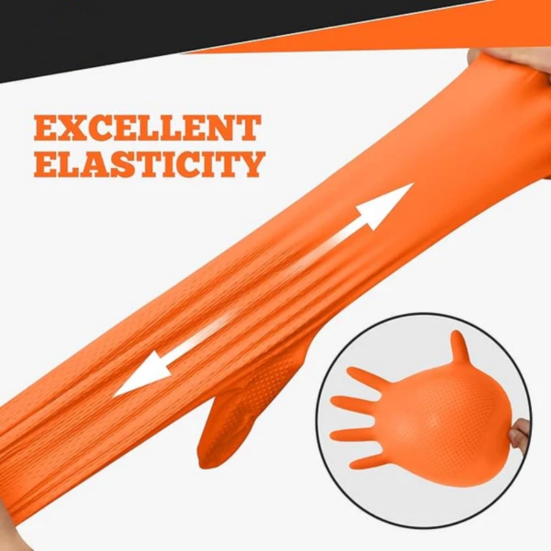 Heavy Duty Orange Nitrile Glov - Disposable Gloves Nitrile ulasan dan harga