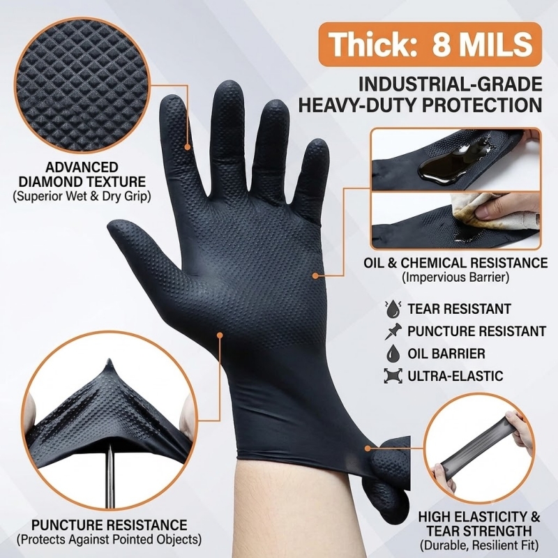 Heavy Duty Black Industrial Ni - Disposable Gloves Nitrile ulasan dan harga