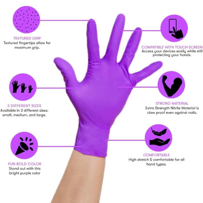 50/100PCS Violet Nitrile Glove - Disposable Gloves Nitrile ulasan dan harga