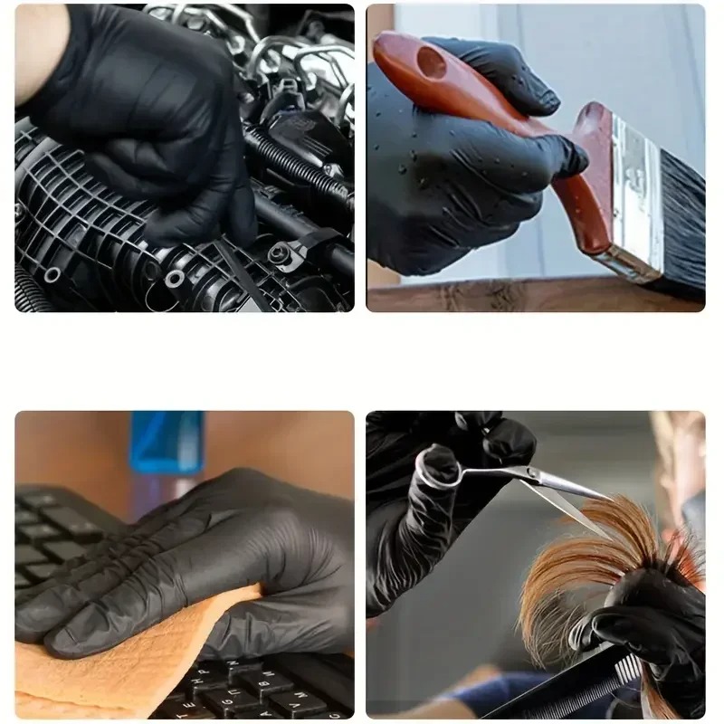1/100pcs Disposable Black Glov - Disposable Gloves Nitrile ulasan dan harga